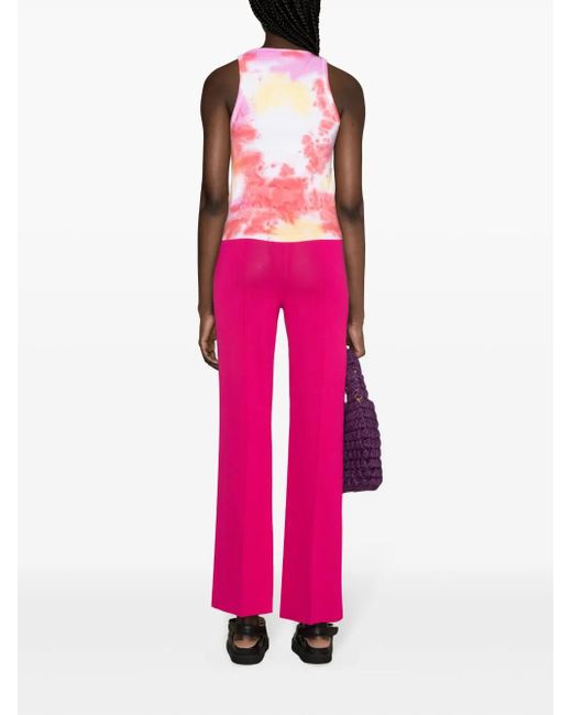 MSGM Pink Tie-Dye Ribbed Tank Top