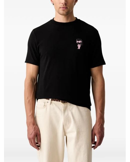 Karl Lagerfeld Black Ikonik Graphic-Print T-Shirt for men