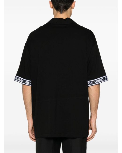 Versace Black Logo-tape Cotton Polo Shirt for men