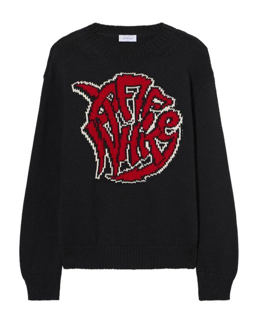 Off-White c/o Virgil Abloh Black Sphere-Logo Chunky Crewneck Sweater for men