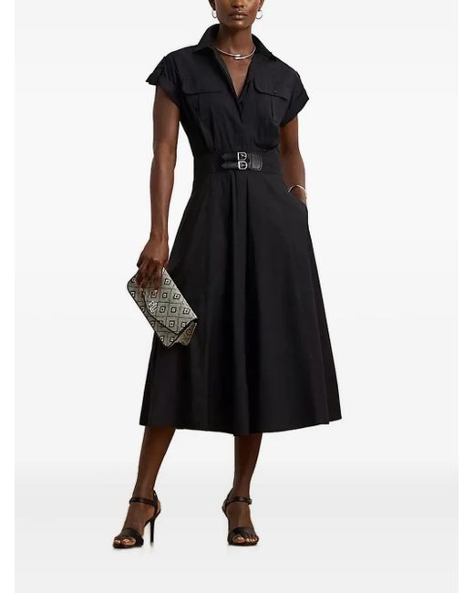 Ralph Lauren Black Belted Shirt Midi Dress