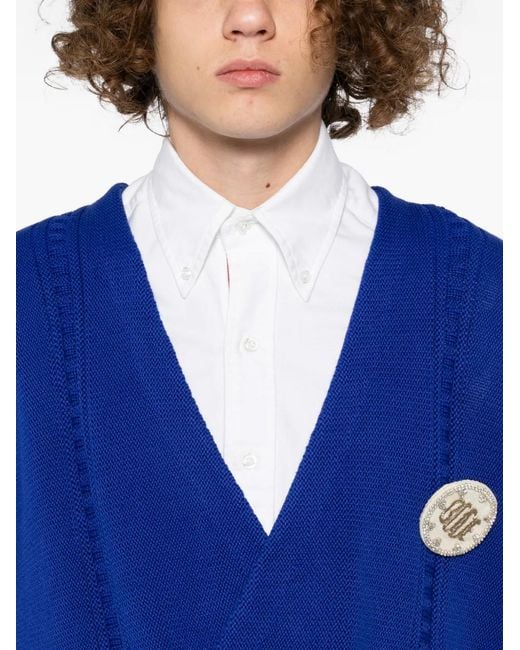 Bode Blue Double-Breasted Cardigan for men