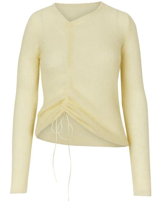 CECILIE BAHNSEN Yellow Ruched-Detailing Jumper