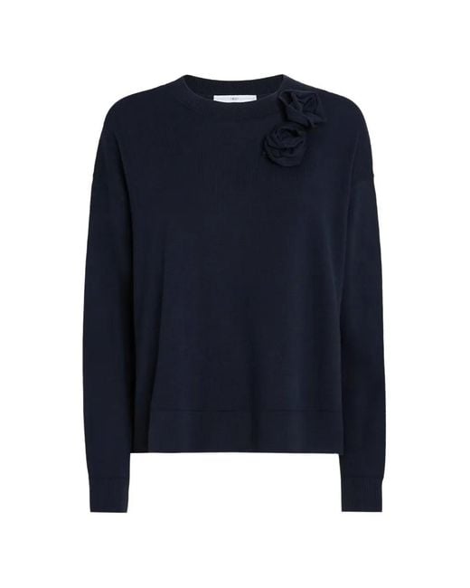High Blue Quick-Step Pullover Mit Blumenapplikation