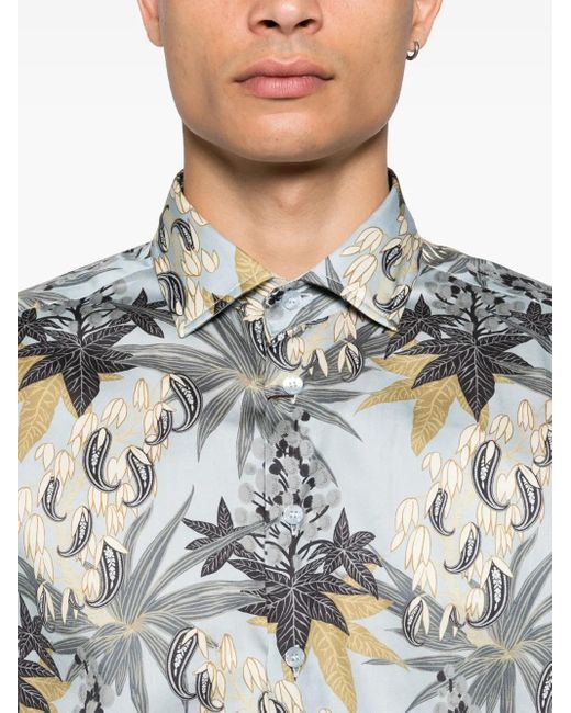 Etro Gray Foliage-Print Shirt for men