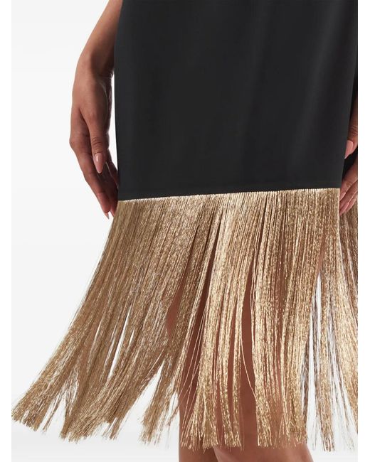 Taller Marmo Black Berlin Halterneck Fringed Mini Dress