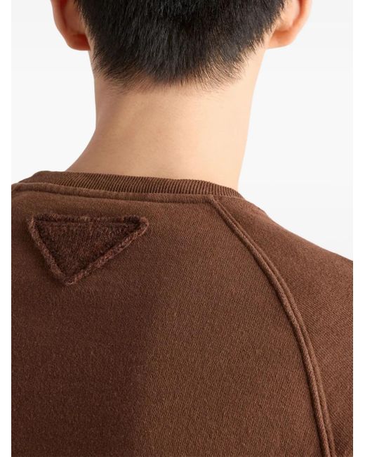 Prada Pullover mit Logo-Patch in Brown für Herren