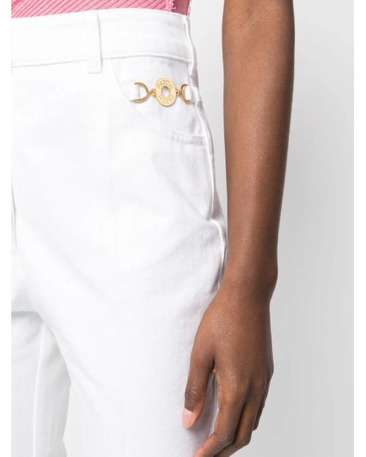 Patou White Logo-Embroidered Flared Jeans