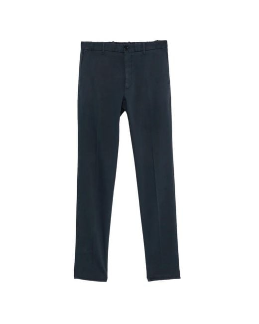 Incotex Blue Pressed-Crease Straight-Leg Trousers for men