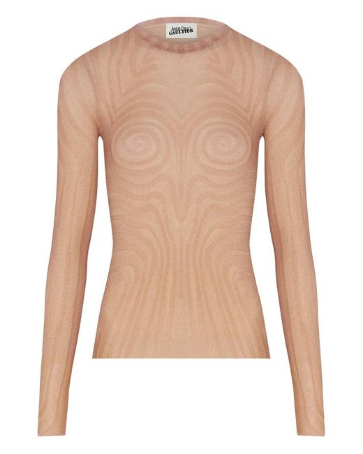 Jean Paul Gaultier Natural Spiral-Print Top