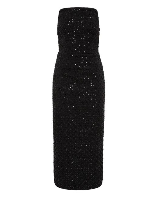 Rebecca Vallance Black Sequin Neve Midi Dress