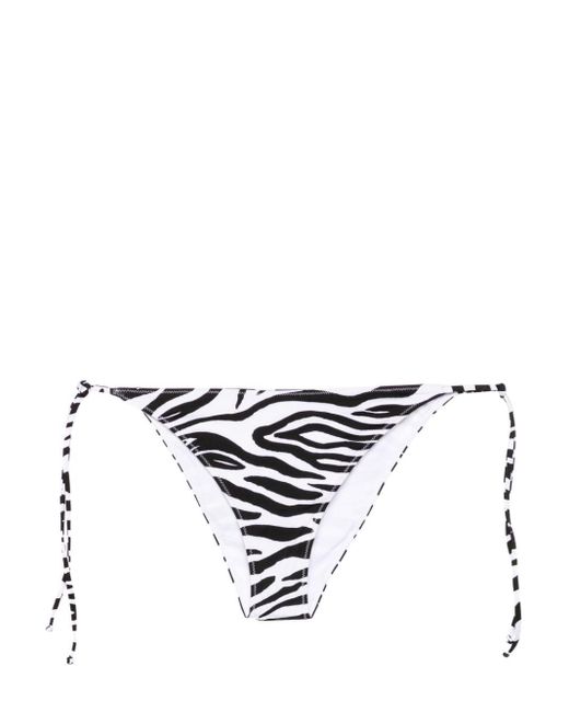 Mc2 Saint Barth White Zebra-print Bikini Bottom