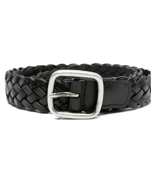 Andersons Black Braided Leather Belt for men