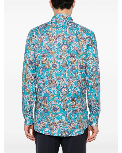 Camisa con estampado floral Etro de hombre de color Blue