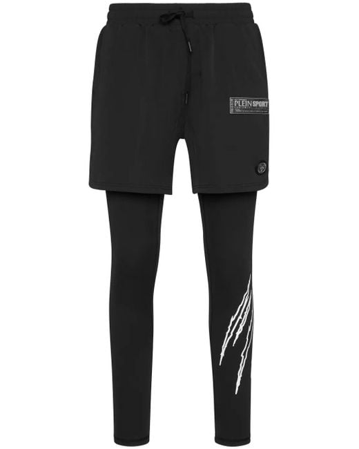 Philipp Plein Black Logo-Print Leggings for men
