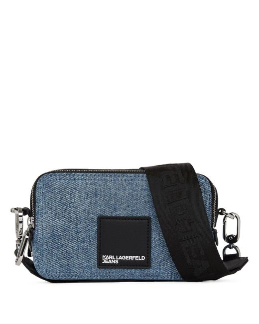 Bolso cámara con logo Karl Lagerfeld de color Blue