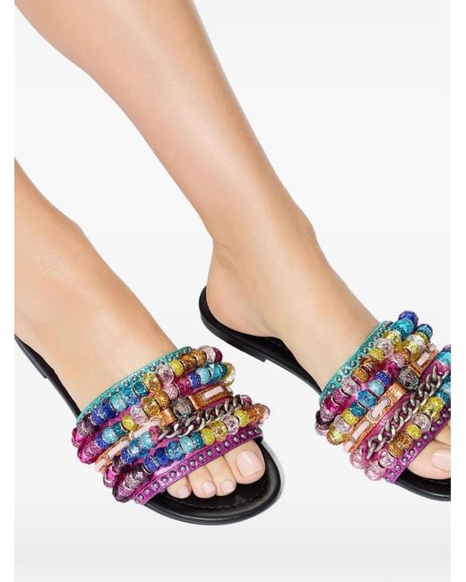 Kurt Geiger White Southbank Beaded Chain Sandals