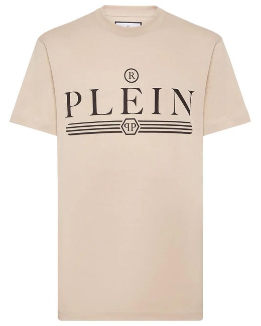 Philipp Plein Natural Logo-Print Cotton T-Shirt for men