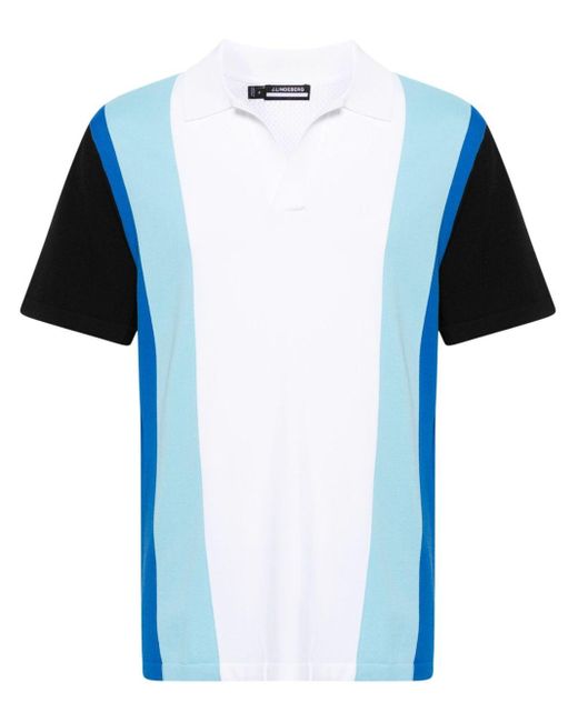 J.Lindeberg Blue Learco Colour-block Polo Shirt for men