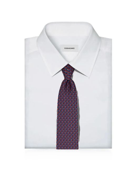 Ferragamo Purple Good-Luck Print Silk Tie for men