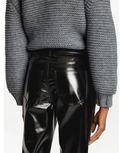 Proenza Schouler Black Lacquered-Effect Straight-Leg Trousers