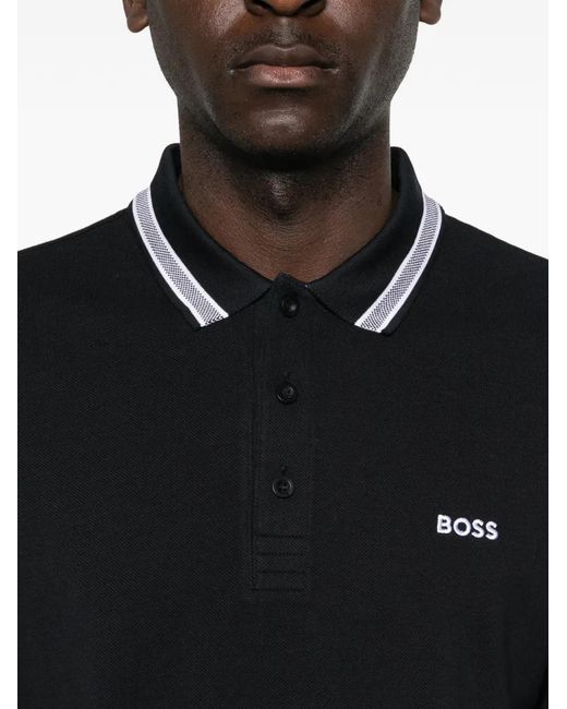 Boss Black Long-Sleeved Cotton Piqué Polo Shirt for men