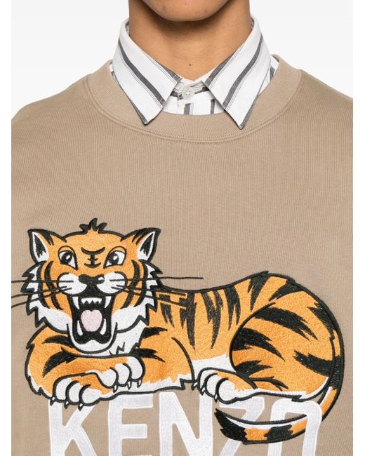 KENZO Natural Happy Tiger Cotton Sweatshirt for men
