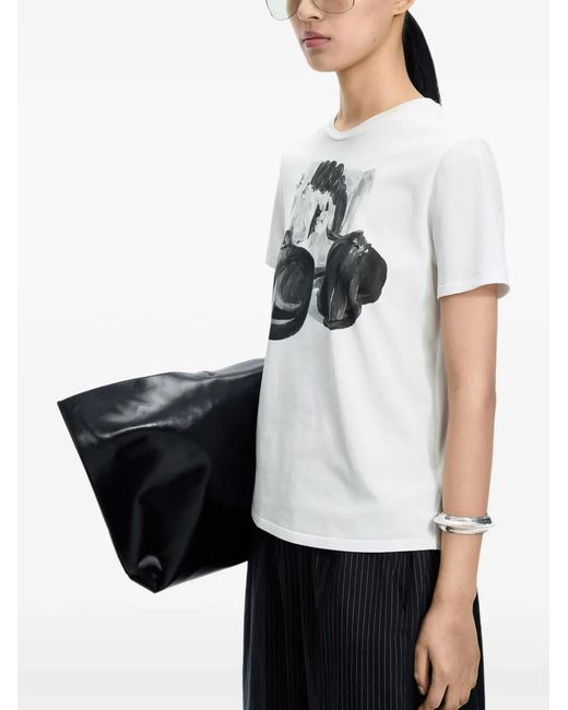 JNBY White Cat-Print Short-Sleeve T-Shirt