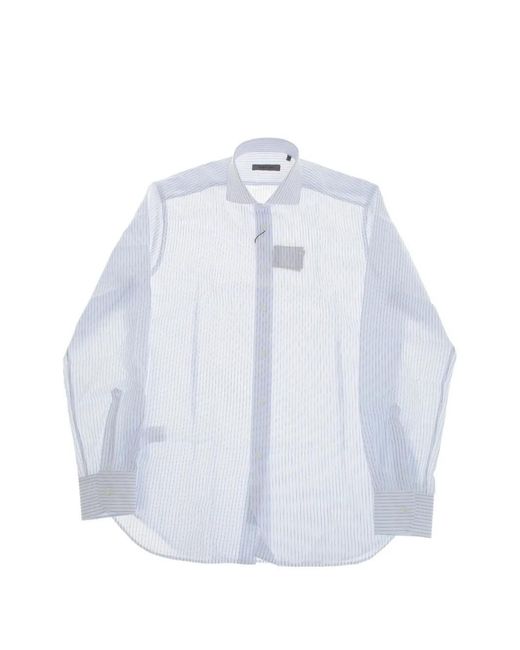 Corneliani Blue Striped Cotton Shirt for men