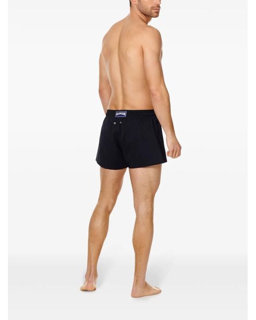 Vilebrequin Blue Logo-Patch Drawstring Swim Shorts for men