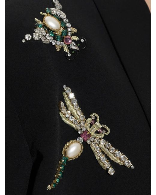 Balmain Black Crystal-Embellished Shawl-Lapel Blazer
