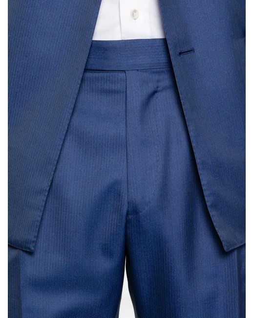 Caruso Blue Double-Breasted Suit for men