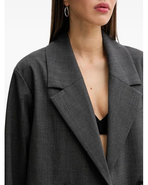IRO Black Double-Breasted Notch-Lapel Coat