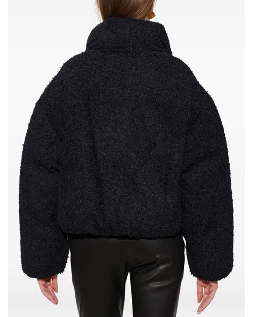 Balmain Blue Bouclé-Texture Zip-Up Jacket