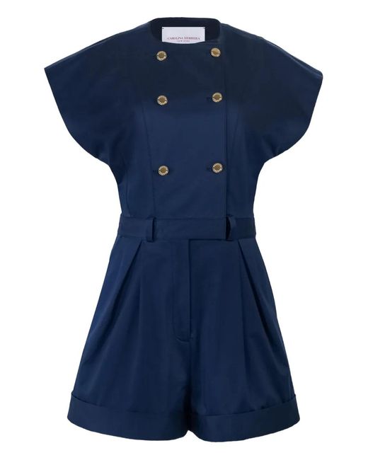 Carolina Herrera Blue Double-Breasted Romper With Belt