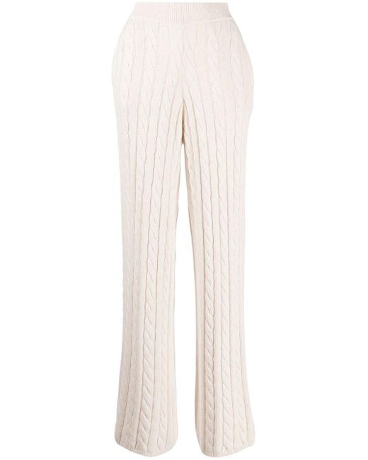 JOSEPH Cableknit Wideleg Trousers in Brown (White) Lyst UK
