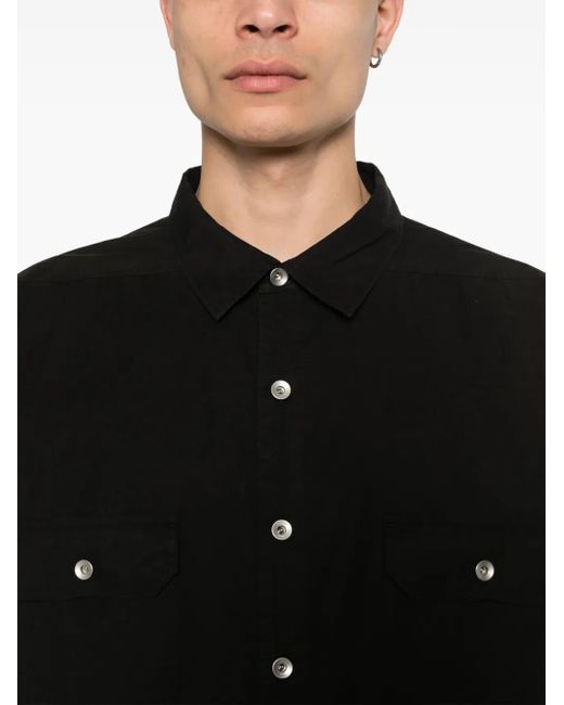Rick Owens Black Long-Sleeve Cotton Shirt for men