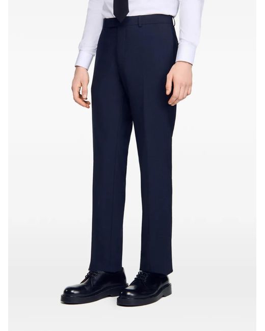 Sandro Geruite Pantalon in het Blue voor heren