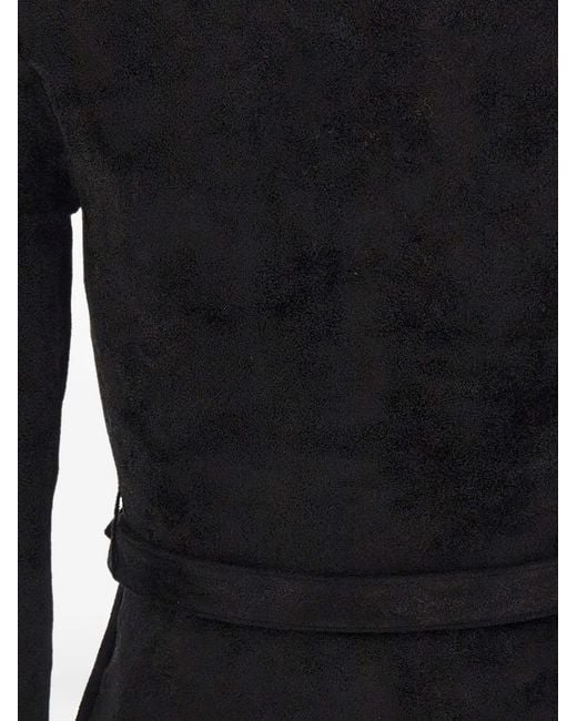 Self-Portrait Black Belted Chenille-Knit Cardigan