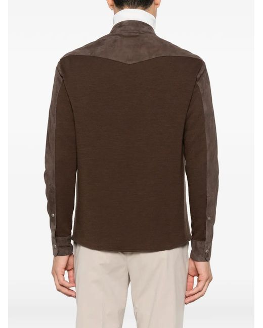Eleventy Brown Suede Panelled Jacket for men