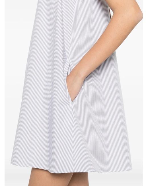 Manuel Ritz White Striped Tie-Waist Mini Dress