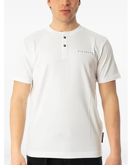 John Richmond White Buttoned T-Shirt for men