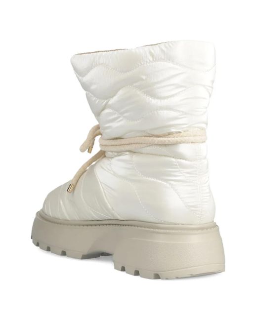 Blauer White Quilted Lace-Up Boots