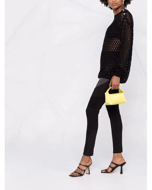 Philipp Plein Black Crystal-embellished Pointelle-knit Jumper