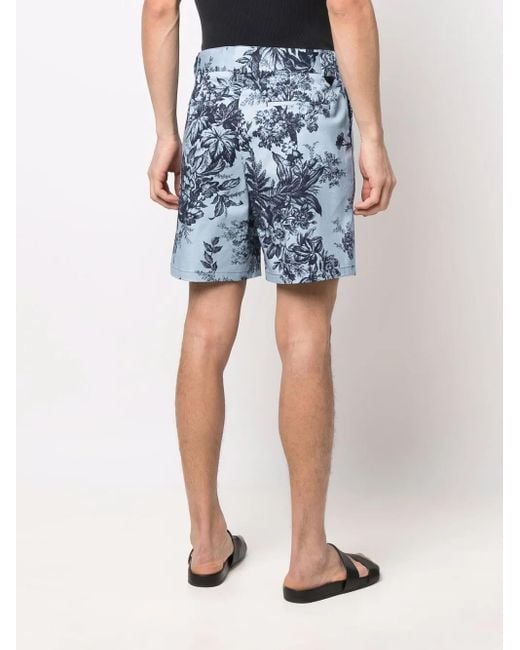 Erdem Blue Floral-Print Bermuda Shorts for men