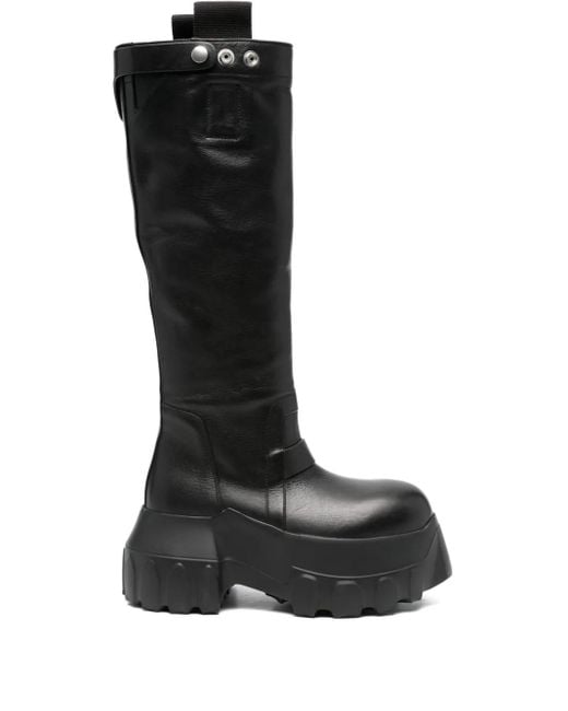 Rick Owens Black Mega Tractor Pull-On Leather Boots