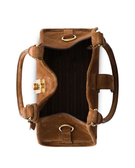 Prada Brown Small Suede Tote Bag