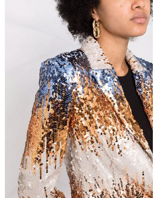Philipp Plein Blue Sequin Single-Breasted Blazer