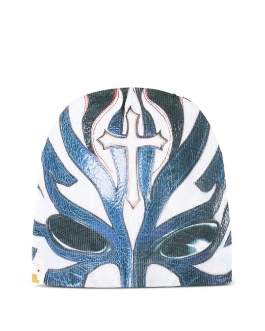 PDF CHANNEL Blue Mask-Print Beanie for men