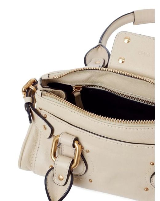 Chloé Metallic Small Paddington Padlock Leather Tote Bag